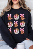 Cowgirl Boots Ribbon Graphic Fleece Sweatshirts