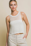 Sleeveless Open Knit Crop Top