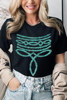 Turquoise Stone Boot Stitch Graphic T Shirts