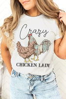 Crazy Chicken Lady Graphic T Shirts
