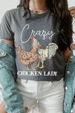 Crazy Chicken Lady Graphic T Shirts