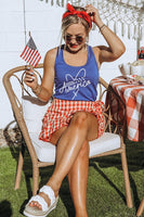 Patriotic America Script Heart Graphic Tank