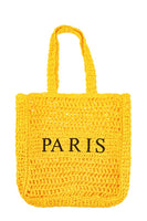 PARIS Embroidery Straw Tote Bag