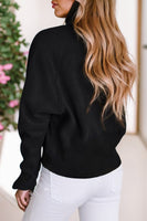 Stand Collar Ribbed Thumbhole Sleeve Sweatshirt