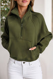 Stand Collar Ribbed Thumbhole Sleeve Sweatshirt