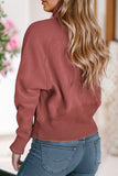 Stand Collar Ribbed Thumbhole Sleeve Sweatshirt