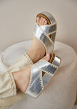 Double Buckle Wedges Metallic Black