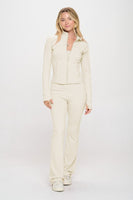 2 Piece Set Matching Flare jumpsuit Active Jacket