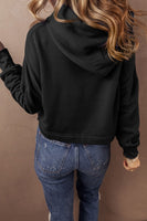 Contrast Drawstring Cropped Hoodie