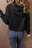 Contrast Drawstring Cropped Hoodie