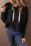 Contrast Drawstring Cropped Hoodie