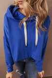 Contrast Drawstring Cropped Hoodie