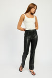 High Waist Leather Pants with Contrast Stitching