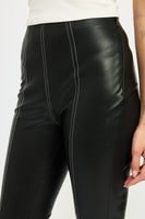 High Waist Leather Pants with Contrast Stitching