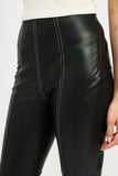 High Waist Leather Pants with Contrast Stitching