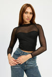 Sheer Ruched Long Sleeve Top