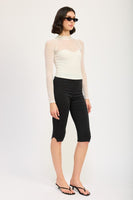 Sheer Ruched Long Sleeve Top