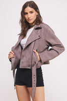 Belted Suede Waist High Jacket