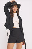 Belted Suede Waist High Jacket