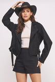 Belted Suede Waist High Jacket