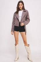 Belted Suede Waist High Jacket