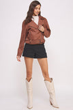 Belted Suede Waist High Jacket