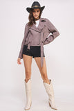 Belted Suede Waist High Jacket