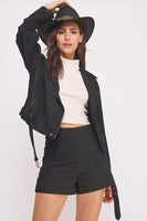 Plus Size Belted Waist Suede Jacket