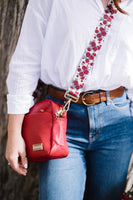 Red Shoulder Bag with Changeable Straps