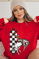 Cowboy Checkered Graphic Fleece Sweatshirts