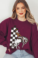 Cowboy Checkered Graphic Fleece Sweatshirts