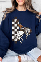 Cowboy Checkered Graphic Fleece Sweatshirts