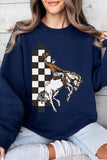 Cowboy Checkered Graphic Fleece Sweatshirts