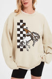 Cowboy Checkered Graphic Fleece Sweatshirts