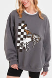 Cowboy Checkered Graphic Fleece Sweatshirts