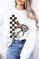 Cowboy Checkered Graphic Fleece Sweatshirts