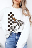 Cowboy Checkered Graphic Fleece Sweatshirts