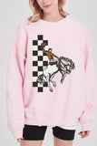 Cowboy Checkered Graphic Fleece Sweatshirts