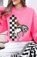 Cowboy Checkered Graphic Fleece Sweatshirts