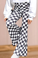 Checkered High Rise Flared Pants