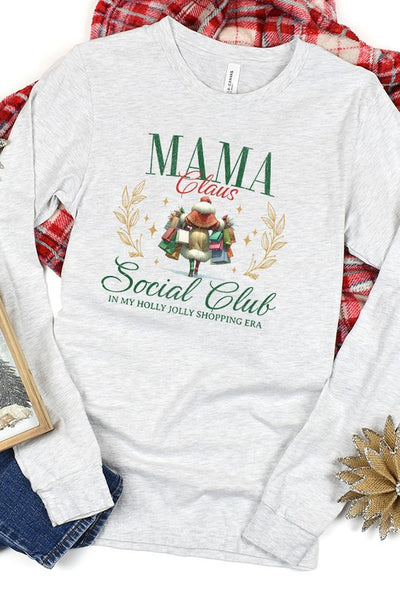 Christmas Green Mama Claus Social Club Long Sleeve