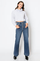 High Rise Tummy Control Wide Leg Denim Jeans