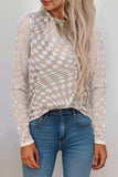 Checkered Pattern Mesh Long Sleeve Top