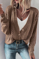 Women  Open Knit Drop Shoulder Sweater Cardigan