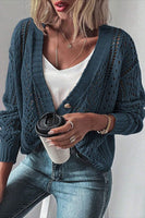 Women  Open Knit Drop Shoulder Sweater Cardigan