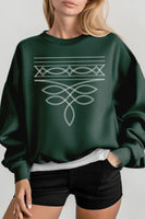 Western Boot Stitch Graphic Crew Neck Sweatshirt