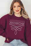 Western Boot Stitch Graphic Crew Neck Sweatshirt