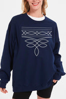 Western Boot Stitch Graphic Crew Neck Sweatshirt