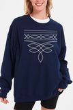 Western Boot Stitch Graphic Crew Neck Sweatshirt