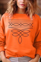 Western Boot Stitch Graphic Crew Neck Sweatshirt